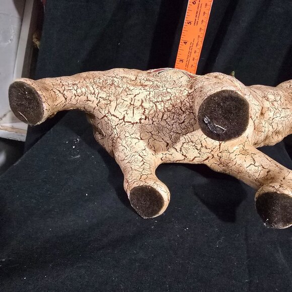 Decorative Hand-Painted Elephant Figurine With Floral Accents & Crackled Texture - Picture 3 of 9